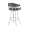 Armen Living Valerie 30" Swivel Slate Gray Faux Leather and Silver Metal Bar Stool LCVLBASLGR30 - alternate 6